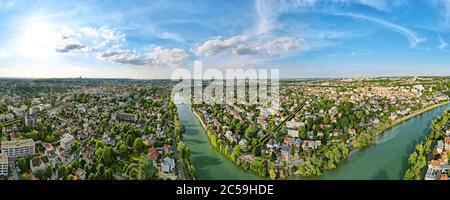 France, Val de Marne, Bry sur Marne (vue aérienne) Banque D'Images