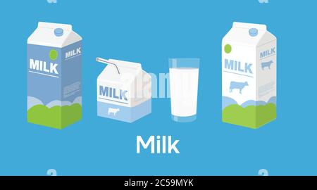 Illustration du lait vectoriel. Kit de lait en différents emballages Illustration de Vecteur