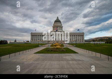 Survoler le bâtiment du Capitole à Salt Lake City, Utah Banque D'Images