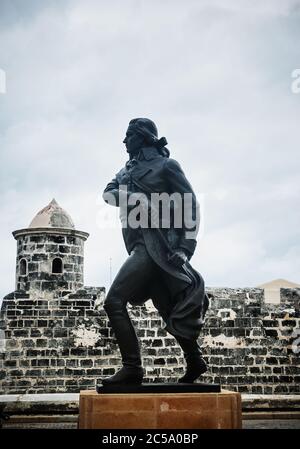 Statue de Francisco de Miranda, situé sur le Malecón à La Havane, Cuba Banque D'Images