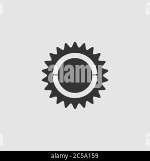 Chaîne de vélo, icône de roue de chaîne plate. Pictogramme noir sur fond gris. Symbole d'illustration vectorielle Illustration de Vecteur