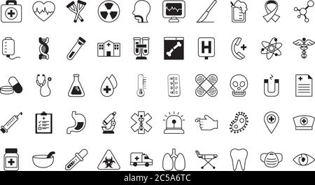 icônes médicales sur fond blanc, style de ligne, illustration vectorielle Illustration de Vecteur