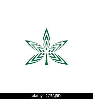 Vecteur graphique à feuilles vertes, concept de conception du logo de cannabis à la marijuana, isolé sur fond blanc. Illustration de Vecteur