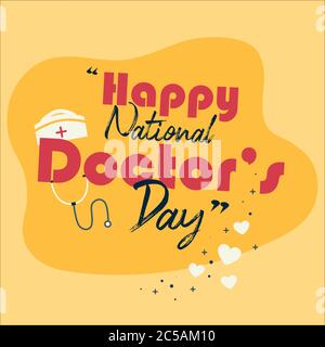 Happy National Doctor's Day, stéthoscope Doctor, vecteur d'illustration plat Illustration de Vecteur