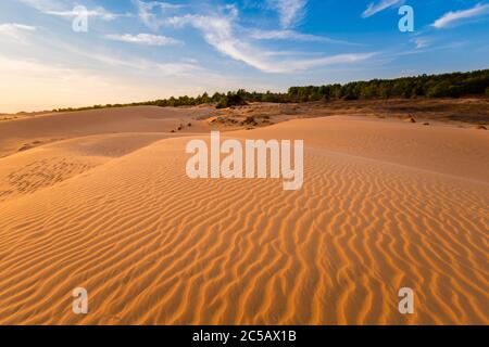 Dunes de sable rouge à Mui ne, région de Phan Tiet au Vietnam. Paysage avec ciel bleu. Banque D'Images