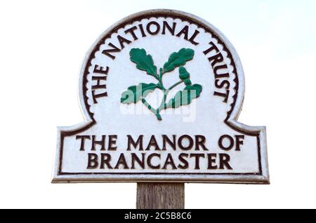 Manor of Brancaster, National Trust Sign, Norfolk, Angleterre, Royaume-Uni Banque D'Images