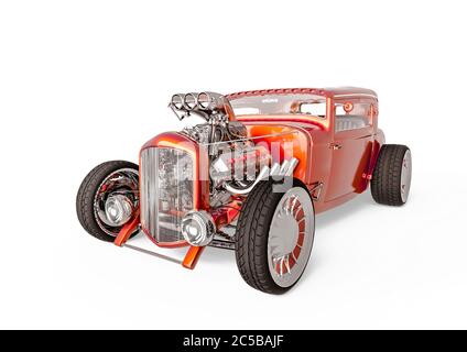 hotrod sans marque sur fond blanc, illustration Banque D'Images