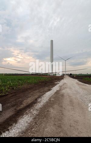 Construction d'éoliennes, Indiana, États-Unis, par James D Coppinger/Dembinsky photo Assoc Banque D'Images