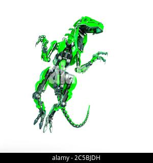 le robot de dino raptor vole, illustration 3d Banque D'Images