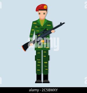 illustration vectorielle isolée d'un homme soldat tenant une arme Illustration de Vecteur