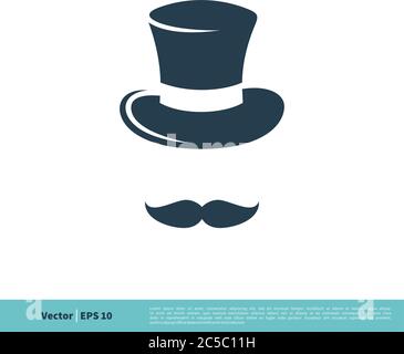 Vintage face avec chapeau et moustache icône Vector logo Template Illustration Design. Vecteur EPS 10. Illustration de Vecteur