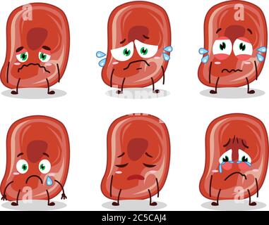 Ham caricature de caractère avec une expression triste Illustration de Vecteur