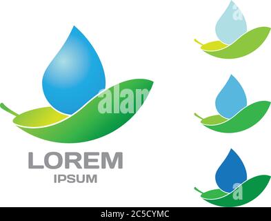 Modèle de logo de la société Leaf and Water Drop Illustration de Vecteur