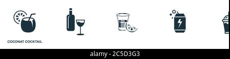 Icône Coconat cocktail. Un élément simple de la collection de boissons. Icône Creative Coconat cocktail pour la conception de sites Web, les modèles, les infographies et bien plus encore Illustration de Vecteur