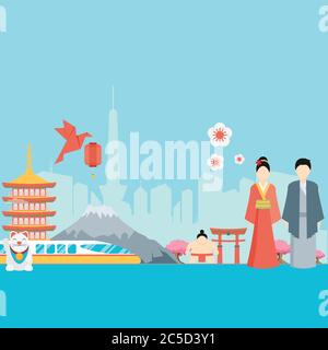 Conception d'arrière-plan au Japon. Illustration sur le thème japonais. Illustration de Vecteur