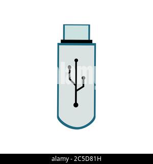 Lecteur de mémoire flash USB sur fond blanc. Illustration vectorielle de style plat tendance. Illustration de Vecteur
