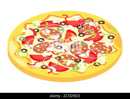 Icône isométrique de la pizza italienne Illustration de Vecteur