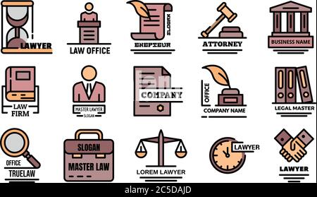 Icônes d'avocat vecteur plat Illustration de Vecteur