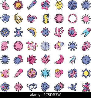 Bactéries icônes vecteur plat Illustration de Vecteur