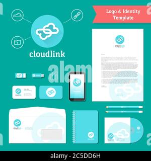 Modèle de logo et d'identité Cloud Link Illustration de Vecteur