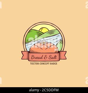 Badge vectoriel vintage à motif pain et sel Illustration de Vecteur