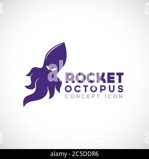 Icône de concept fusée Octopus Abstract Illustration de Vecteur