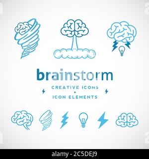 Remue-méninges – modèle de logo créatif abstrait Illustration de Vecteur
