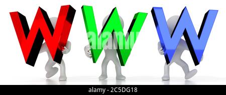Www - lettres colorées - illustration 3D Banque D'Images