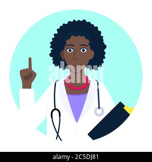 Avatar médecin personnage debout dans l'illustration vectorielle de style cercle plat. Illustration de Vecteur