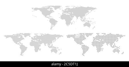 Carte abstraite du monde ou de la Terre avec point Pixel Spot concept moderne conception isolée sur fond blanc Illustration vectorielle. Illustration de Vecteur