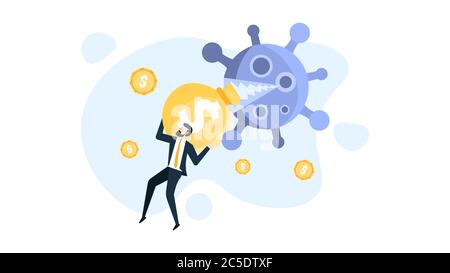 Coronavirus et impact financier. Homme d'affaires transporter de l'argent. Les gens d'affaires ont besoin d'aide financière dans le cadre du concept de crise du coronavirus 2019 ou du Covid-19. Ven Illustration de Vecteur