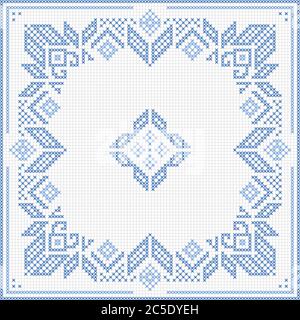 Motif point de croix de style scandinave. Conception traditionnelle biscornu - décoration géométrique pour la broderie. Parfait pour le motif de Noël. Piqu2 en croix Illustration de Vecteur