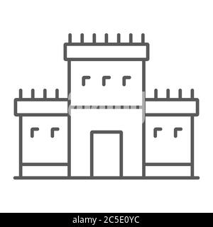 Temple Salomon à jérusalem icône de ligne mince, religion et hébreu, signe de tabernacle juif, graphiques vectoriels, un motif linéaire sur fond blanc. Illustration de Vecteur