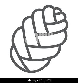 Icône de la ligne de challah, pâtisserie et boulangerie, enseigne de pain juif, graphiques vectoriels, un motif linéaire sur fond blanc. Illustration de Vecteur