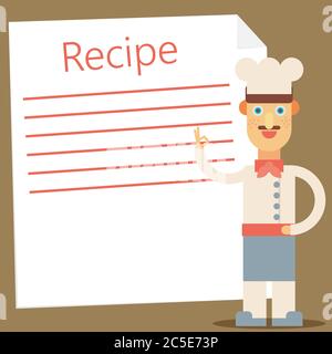 Carte de recettes du chef. Vecteur plat Illustration de Vecteur