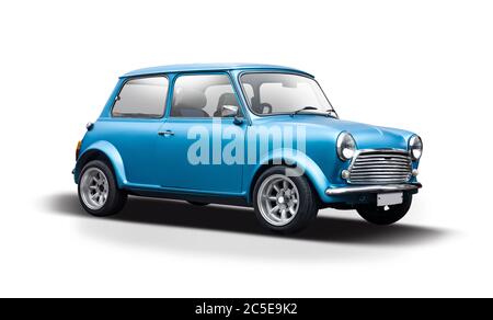 Mini voiture britannique sport classique isolée sur blanc Banque D'Images