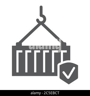 Icône de glyphe d'assurance de fret, livraison et protection, panneau de sécurité d'expédition, graphiques vectoriels, un motif Uni sur un fond blanc. Illustration de Vecteur