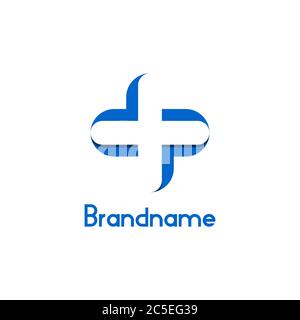 Lettre DP forme une croix dans le concept de l'espace négatif, le design créatif, élégant et moderne du logo, isolé sur fond blanc. Illustration de Vecteur