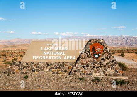 L'entrée de l'espace de loisirs national du lac Mead, Nevada, États-Unis Banque D'Images