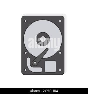 Disque dur sur fond blanc. Lecteur de stockage de l'ordinateur. Illustration vectorielle de style plat tendance. SPE 10. Illustration de Vecteur