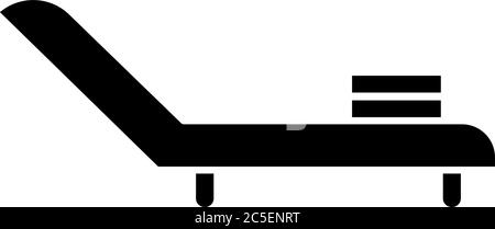 Icône en glyphe noir pour chaise longue Illustration de Vecteur
