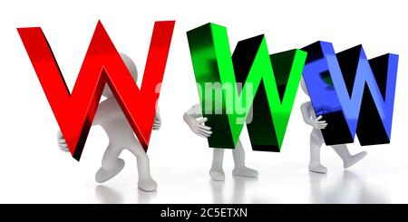Www - lettres colorées - illustration 3D Banque D'Images