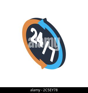 Steady Services 24 7 sur fond blanc. Illustration vectorielle de style Isométrique tendance. SPE 10. Illustration de Vecteur