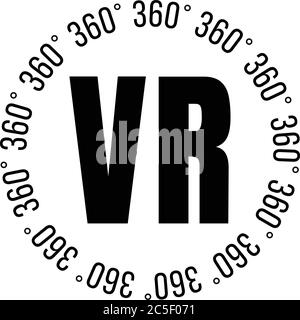 Réalité virtuelle 360 degrés VR icône Illustration du texte Illustration de Vecteur