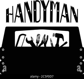 Outils de travail scie noire clé à frapper jeu d'icônes de tournevis Handyman Services boîte à outils Illustration vectorielle Illustration de Vecteur