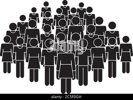 pictogramme personnes foule icône sur fond blanc, style de silhouette, illustration vectorielle Illustration de Vecteur
