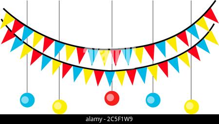 Drapeaux de suspension et décoration d'anniversaire Vector Illustration célébration Party Banner Design Illustration de Vecteur