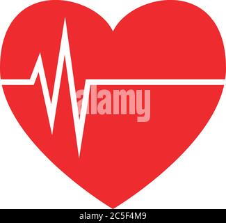 Cœur rouge de coeur de coeur avec icône de pouls ligne de vie santé vecteur d'illustration Illustration de Vecteur