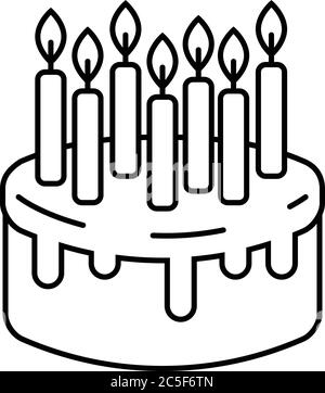 Icône gâteau d'anniversaire avec bougies Sweet Party dessert Symbol Vector Illustration Illustration de Vecteur