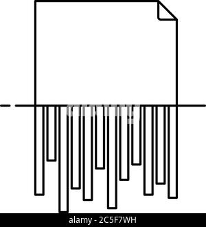 Icône de déchiquetage de papier contour document destructeur de documents vecteur isolé sur fond blanc Illustration de Vecteur